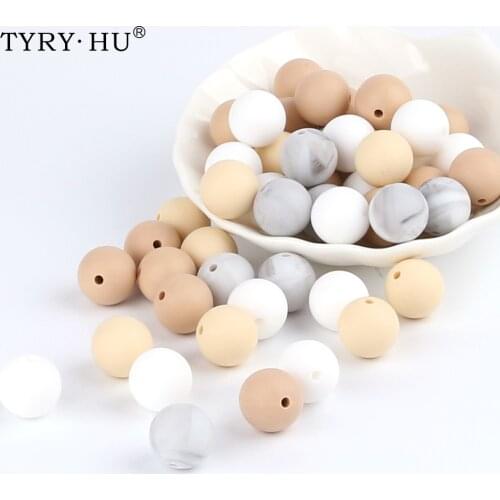TYRY.HU 15MM Round Silicone Beads 100pc BPA Free Silicone Baby Teething Necklace Teethers Beads For Baby Chewing bracelets Bead