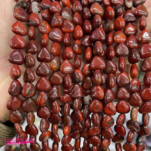 Natural Red Jaspers Stone Loose Beads High Quality 10mm Smooth Heart Shape DIY Gem Jewelry Accessories 38Pcs a3610
