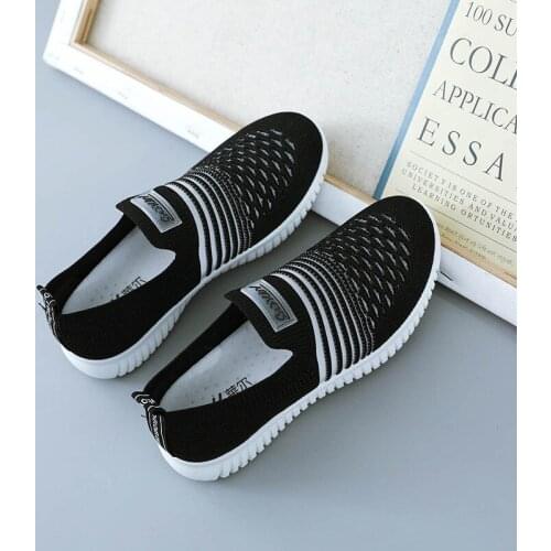 Breathable mesh spring and autumn casual new style flying knit sports fashion one-step single shoes