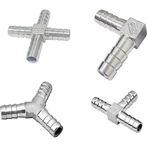 304 Stainless Steel T-Type Y-Type L-Type Cross Barb Hose Fittings 6mm- 40mm 3-Way 4-Way Hose Tube Barb Barbed Coupling
