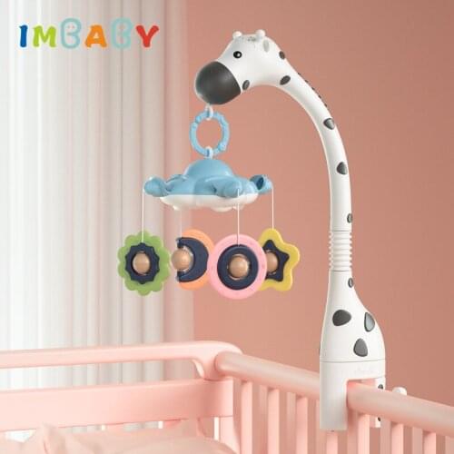 IMBABY Baby Rattles Musical Box Holder Rotating 360°Flexible Rattles Baby Gift Starry Sky Projection Sleep Aid Infant Toy