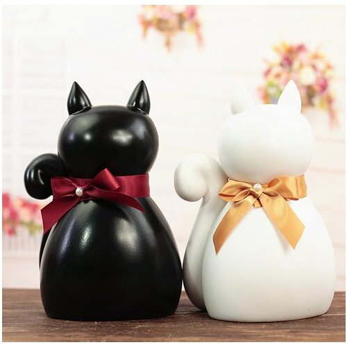 New unique pieces of black and white cat piggy bank piggy bank resin crafts gifts entity source