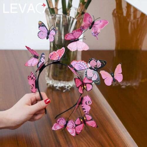 LEVAO Boho Butterfly Hairband Princess Crown Apparel Hair Accessories Girls Tiara Women Headpieces Weddings Headband