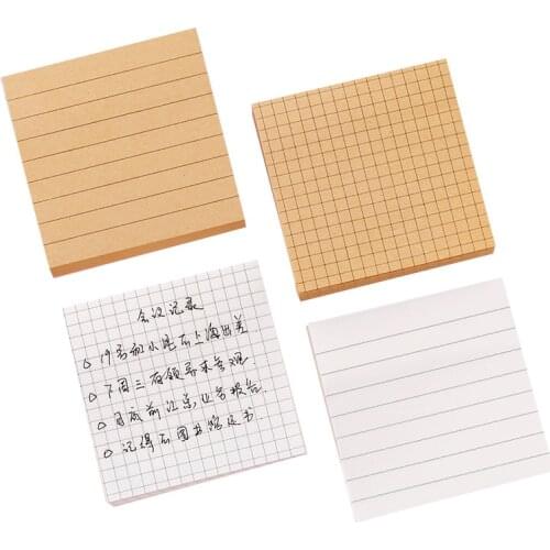 Mini Memo Pad Brown White Color Paper Functional Blank Line Grid Adhesive Note for Book Notepad Stickers Office School F918
