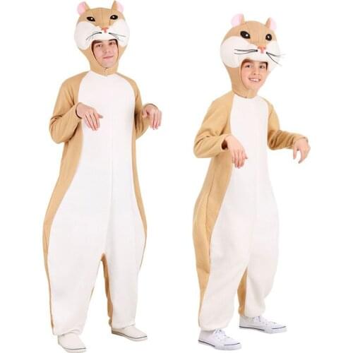 Cartoon Animal Cute Hamster Soft Jumpsuits Anime Party Cosplay Costume Halloween Adult Kids Rodent Rat Mouse Costume