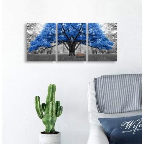 Full SquareRound Diamond Painting 3pcsset Black and white art blue tree landscape 5D DIY Embroidery Mosaic Kit DecorationZP-3587