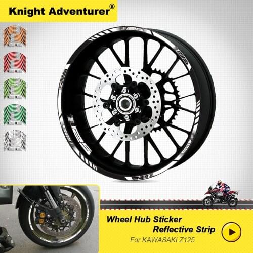 A Set Of 12pcs Motorcycle Wheel Decals Waterproof Reflective Stickers Rim Stripes For ALL kawasaki Z125 Z 125 z125