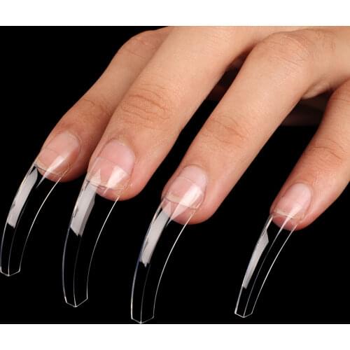 100pcs/500pcs Transparent Curved Half-covered Acrylic Engraved Round False Nails Extension French Finger Nail Tips For Tools