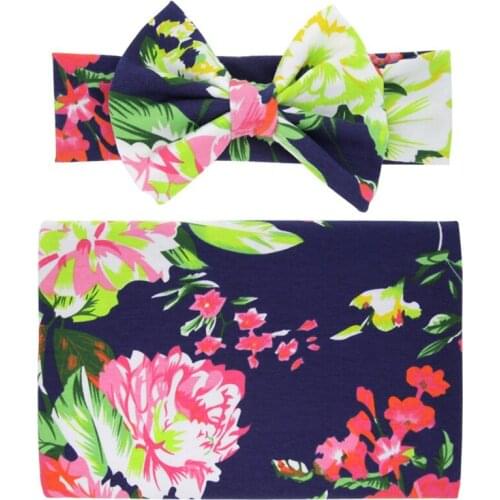 Newborn Baby Boys and Girls Floral Sleep Photography Props Blanket Cloth Towels Wrap Headband Accessories