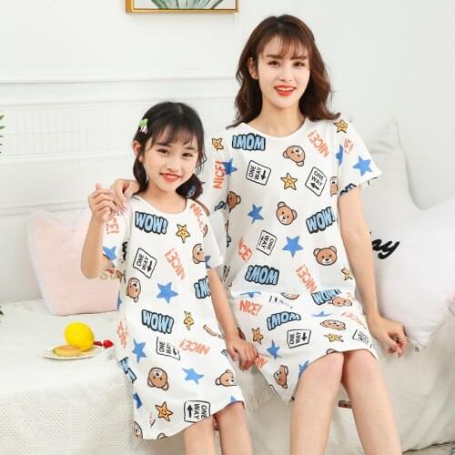 New Mother Daughter Home Dresses Outfits Mom And Daughter Nightgown Girls Mother Me Sleepwear Matching Family Clothes Nightdress