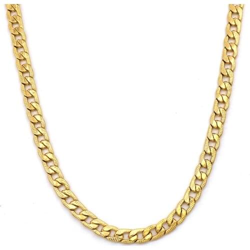 5MM Cuban Link Chain Stainless Steel Necklace Gold Filled Tone Punk Hip Hop Men Jewelry