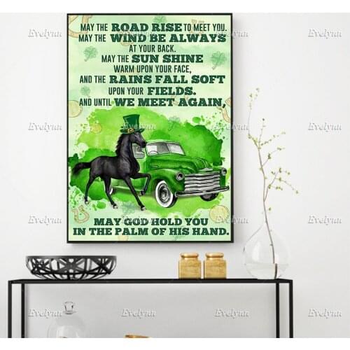 May Road Rise To Meet You Print, Traditional Irish Blessing,St Patricks Day,Wall Art Prints Home Decor Canvas Floating Frame