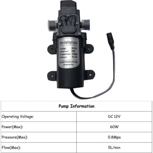 Durable DC 12V 5L/min Agricultural Electric Water Pump Black Micro High Pressure Diaphragm Water Sprayer Car Wash 12 V