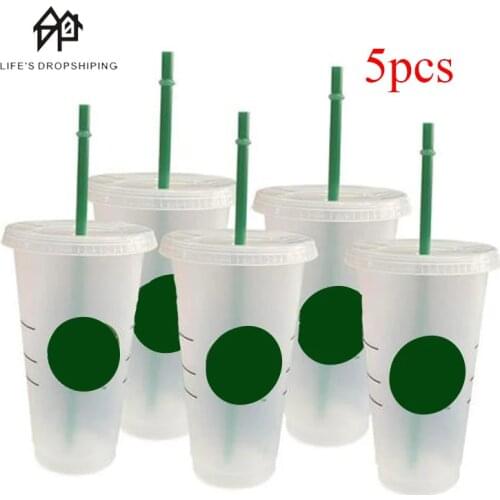 710ml PP Transparent Plastic Water Cup With Lid And Straw Juice Beverage Cup Lemonade Cup Reusable Cups with logo for coffee cup
