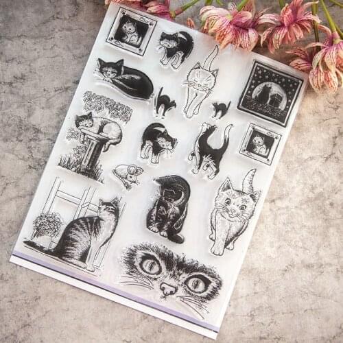 Lovely Cat Clear Silicone Stamp/Seal for DIY Scrapbooking/photo Album Decorative Clear Stamp Sheets T1039 Cat