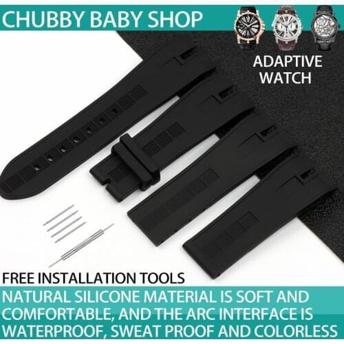 Luxury brand 26.5 Black nature rubber silicone watchband watch strap band For Roger Dubuis for EasyDiver series 46mm dial logo