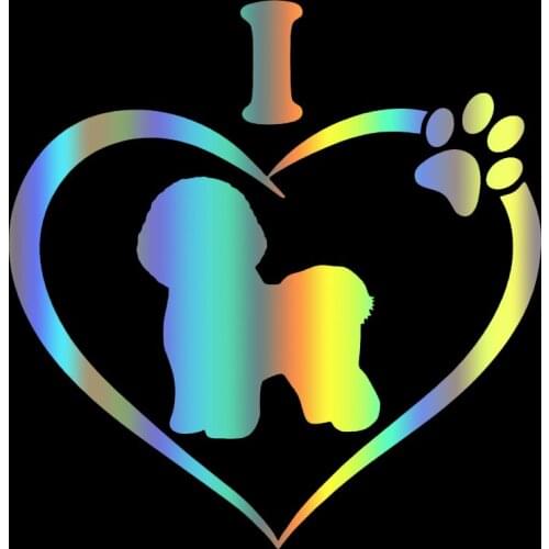 S51519 Various Sizes/Colors Car Stickers Vinyl Decal I Love My Bichon Dog Animal Motorcycle Decorative Accessories