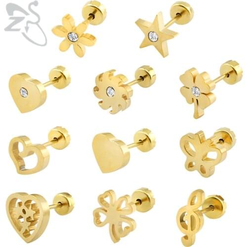 Cute Baby Stud Earrings 19 Styls Baby Girl Earrings High Quality Surgical Steel Kid Studs Body Jewelry Pendientes Hombre Jewelry