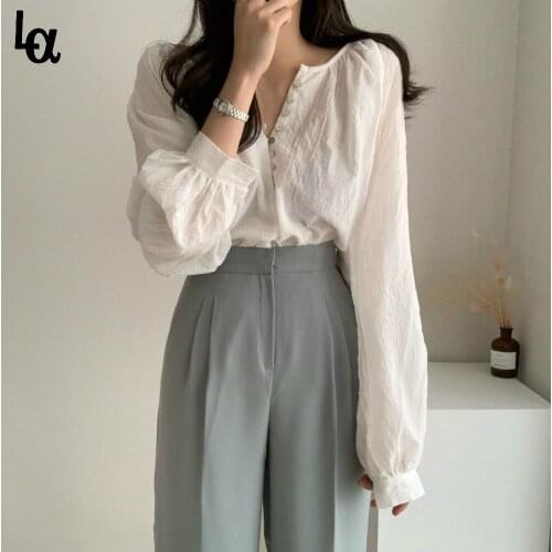 Luck A New Spring Vintage White Shirt female Oversize Tops Women Long sleeve Girls Blouse Summer Plus Size Women Blouses Blusas