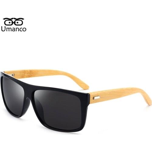 Umanco 2021 New Polarized Sunglasses Women Men Big Square Bamboo Foot Glasses Vintage Fashion Natural Wooden Oversized Eyewears
