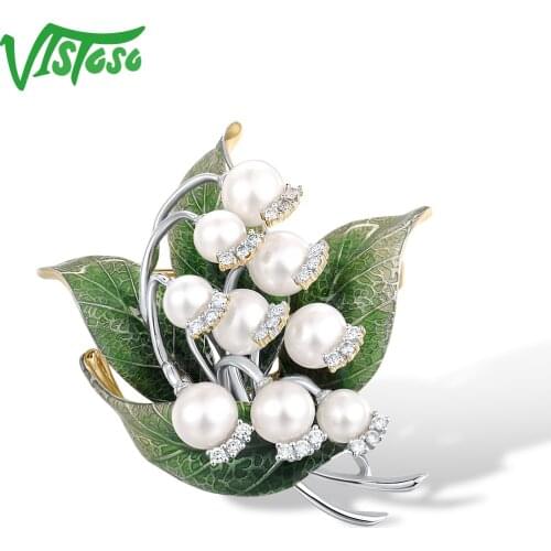 VISTOSO Flower Brooches For Clothes