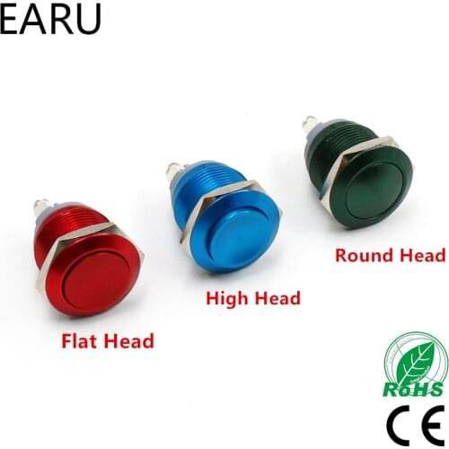 16mm 19mm 22mm Waterproof Reset Metal Push Button Switch High Flat Round Head Screw Feet Door Bell Horn Car Auto Engine Start