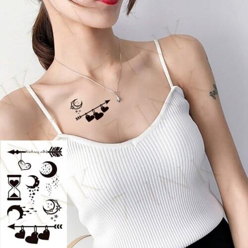 Waterproof Temporary Tattoo Sticker moon star heart arrow Hourglass fish art Water Transfer flash tatoo fake tatto for Men Women