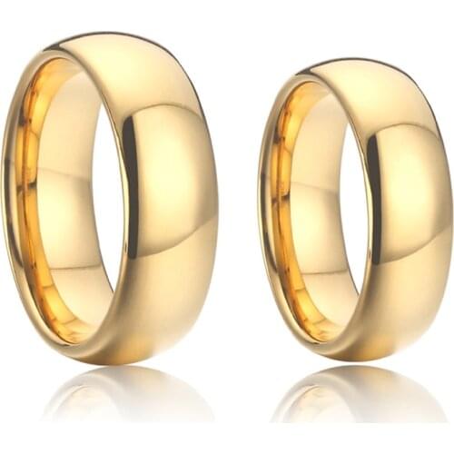 Tungsten Jewelry LOVE Alliances marriage Wedding couple Rings set for men and women 6/8mm Gold Color stainless steel ring