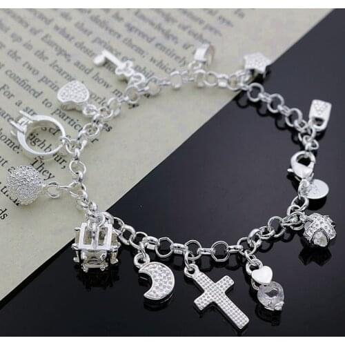 Beautiful charm pendant women lady wedding party silver bracelets new high -quality fashion jewelry Christmas gifts H144