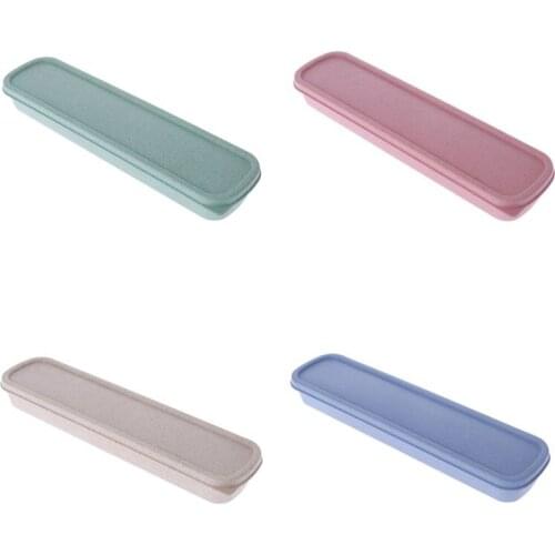 1PC Portable Tableware Storage Box Eco-Friendly Wheat Straw Cutlery Picnic Chopstick Spoon Container Travel Kitchen Utensil Case