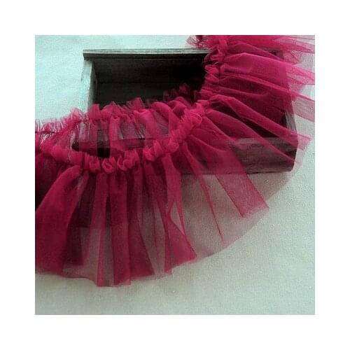 2meters Frilled Polyester Cloth Lace Trim for DIY Crafts Costume Sewing Accessories Burgundy Lace Fabric 15cm Width