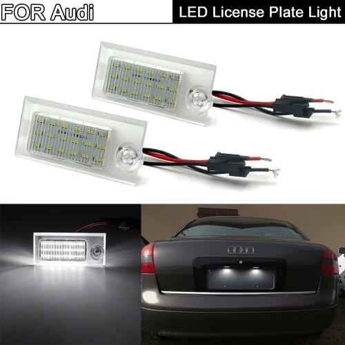 2Pcs Error Free White LED License Plate Light Number Plate Lamp For Audi A6 C5/4B Sedan 1997-2004