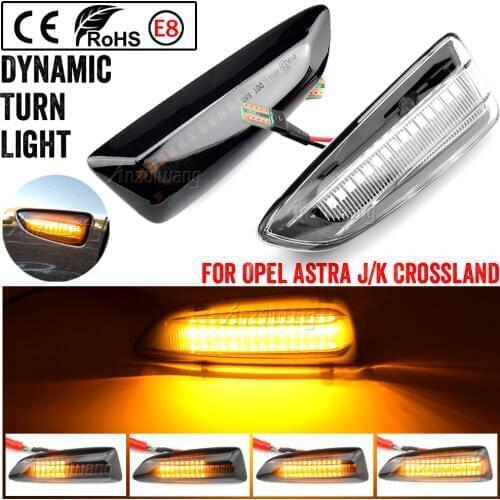 2pcs LED Dynamic Turn Signal Light Side Marker Lamp For Opel For Vauxhall Astra J K Crossland X Grandland Insignia B Zafira C
