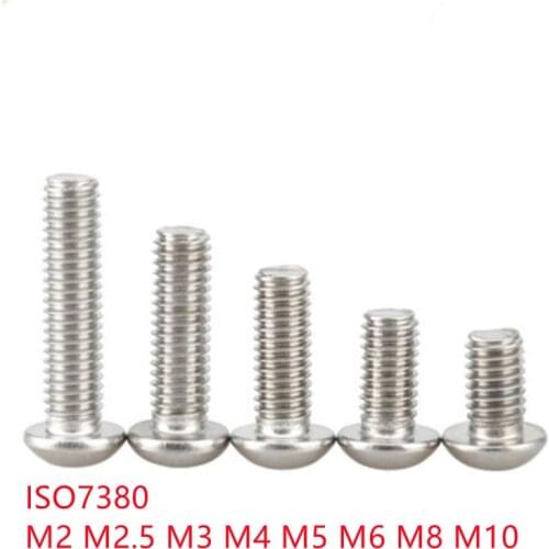 5-50PCS/lot ISO7380 m2 m2.5 m3 m4 m5 m6 m8 Stainless Steel 304 Hexagon Socket Button Head Screw