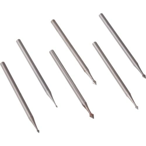 6Pcs 1/1.4/1.6/1.8/2.1/2.3mm Diamond Grinding Head Alloy Steel Engraving Knife For Stone Jade Carving Rotary Tool 2.35mm Shank