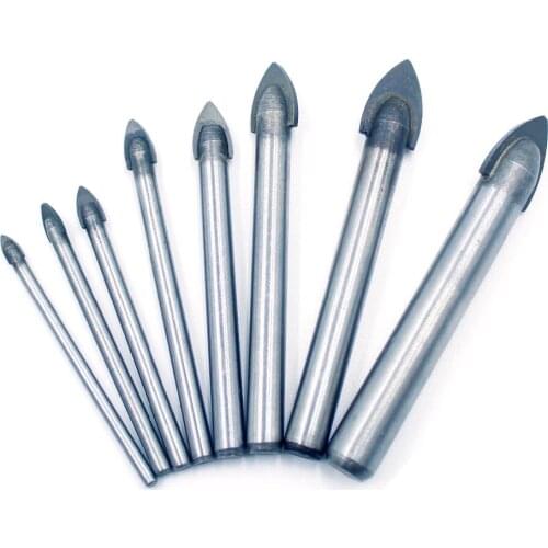 7pcs 3/4/5/6/8/10/12mm Glass Tile Drill Bits Brocas Marble Drilling Center Drill Bit Triangle Dremel Cutting Power Tools