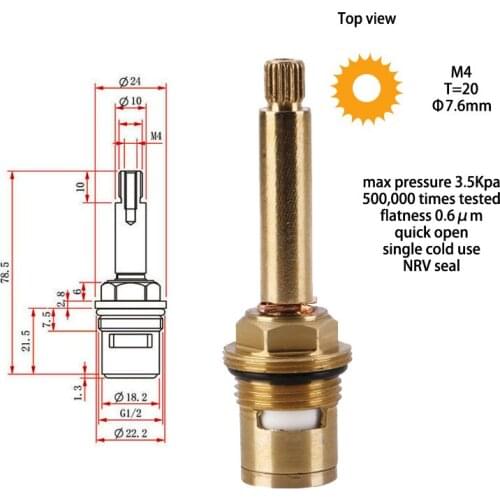78.5mm Long Brass Faucet Tap Parts Valve Part Water Tap Valve Home Hardware Water Tap Part At Good Price 1020S
