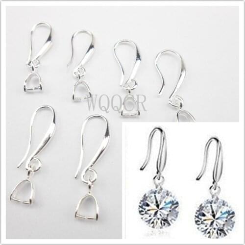 Free 10PCS more choice wholesale silver earrings jewelry accessories DIY crafts cufflinks earrings hook crystal cubic zirconi