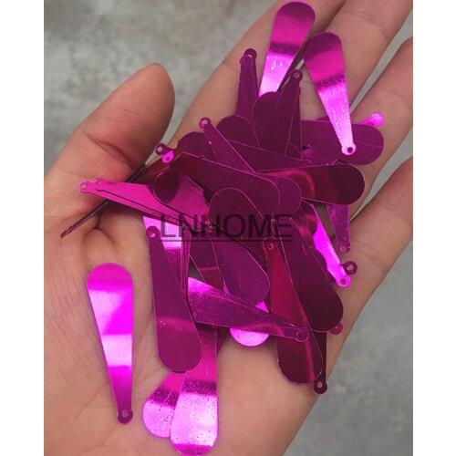 400pcs/lot 10*35mm Long Baseball Bat Sequins PVC Flat With Side Hole Oval Belly Costume Dress Accessories Rose Red