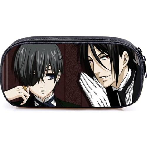 Black Butler Kuroshitsuji Cartoon Pencil Case Bag School Pouches Children Student Pen Bag Kids Purse Wallet