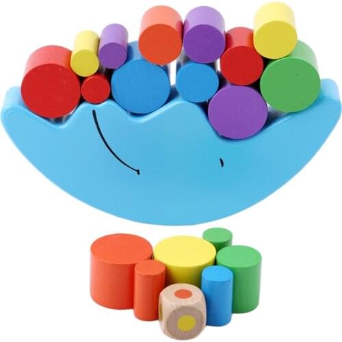 Creative Wood Toy Moon Balance Game Balancing Blocks Play Games Colorful Montessori Educational Toys For Children Kids Baby