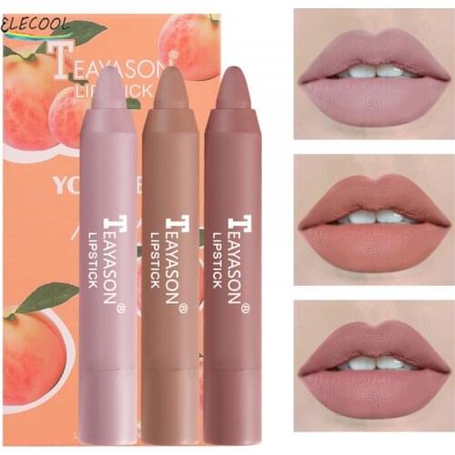 ELECOOL 3pcs/set Makeup Velvet Matte Lipstick Pencil Lipgloss Lasting Sexy Red Lip Stick Non-Stick Cup Lip Tint Pen Cosmetics