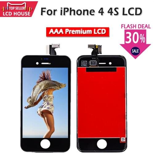 AAA Quality For iPhone 4 LCD Touch Screen Digitizer Replacement LCD For iPhone 4S Display Assembly Module Black White LCD Screen