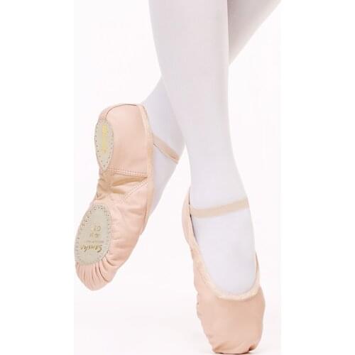 Sansha Kids Ballet Shoes Genuine Leather Elastic Strap With Drawstring Soft Ballet flats Lightweight Dance Slippers NO.16LCO