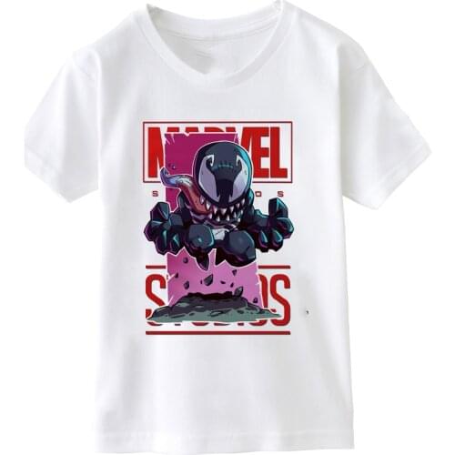 Summer New Cartoon Marvel Venom T-shirt Children Oversized T-shirt Boys Clothes Girls Casual Cute Spiderman Hulk Ant Man Tshirt