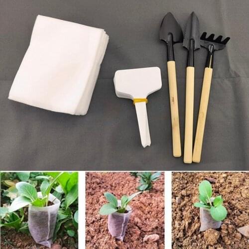 Mini Garden Tool Shovel Rake Spade Wooden Handle Plant label Seed growing bag Sets Kits Gardening Soil Raising Flowers B4