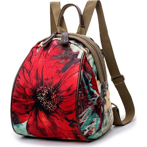 Fashion Floral School Girls Bags Women Backpack Small Green Flowers Womens Backpacks Famous Brand Mochilas Female Mom Back Pack