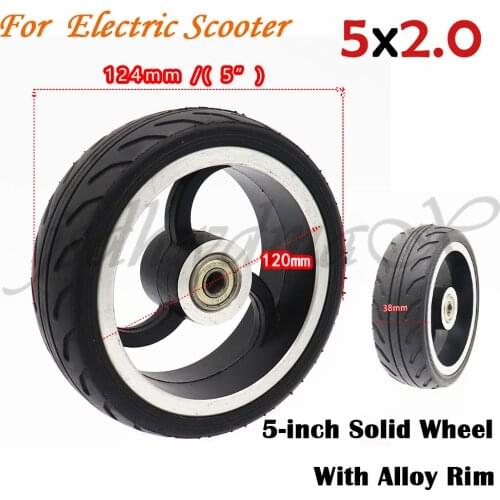 Lightning shipment 5 inch solid wheel 5x2 solid tire 5" tyre with alloy hub fits for electric scooter Childrens trolley