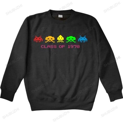 Men autumn sweatshirt black hoody Retro SPACE INVADERS 'Class of 1978' hoodies C64 Console Video Games warm hoody
