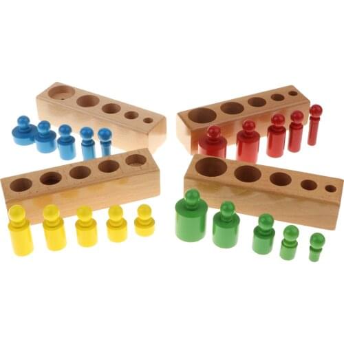 Montessori Educational Toys Knobbed Cylinder Object Blocks for Kids Early